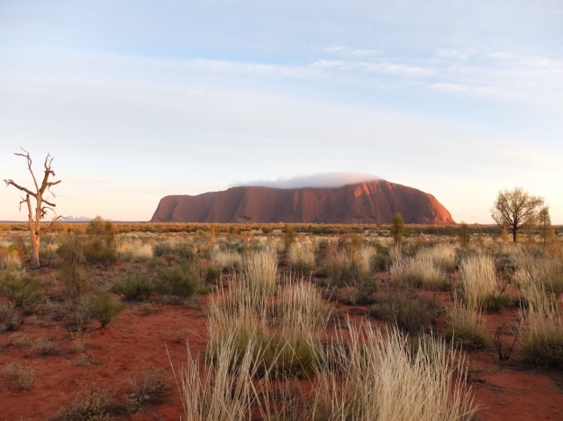 Sunrise at the rock with Kata Tjunta in the background!
