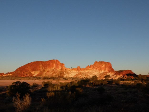 Rainbow Valley at sunset, we decided against the unplanned camping trip!