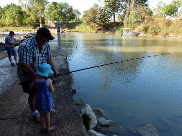 April trying her luck.. Estuarine Crocodiles are on both sides!